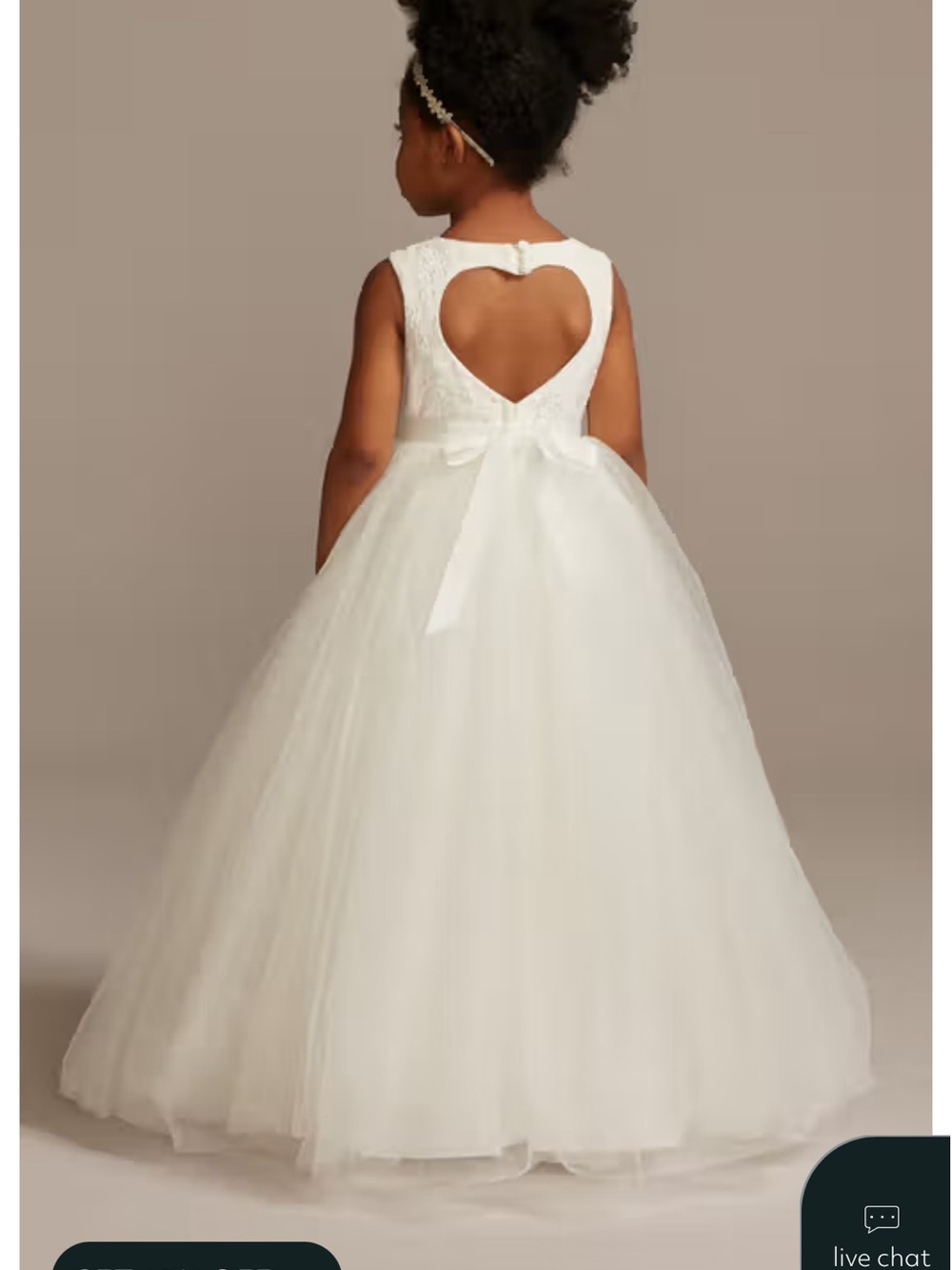David's Bridal White Tulle Flower Girl Dress - Picture 2 of 5